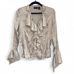 Romantic Y2K Fairytale Metallic Ruffle mds California Blouse